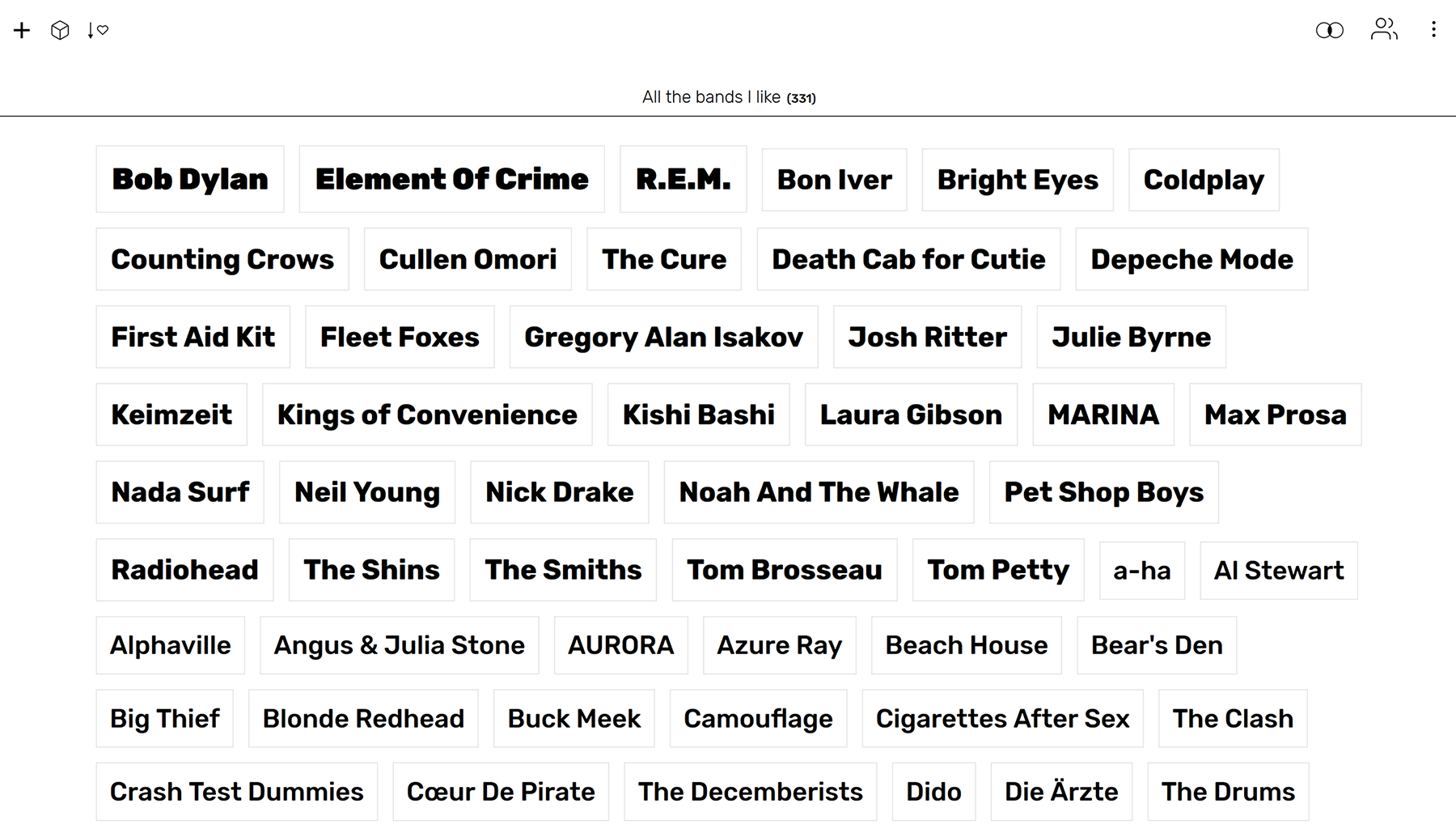 All the Bands website screenshot