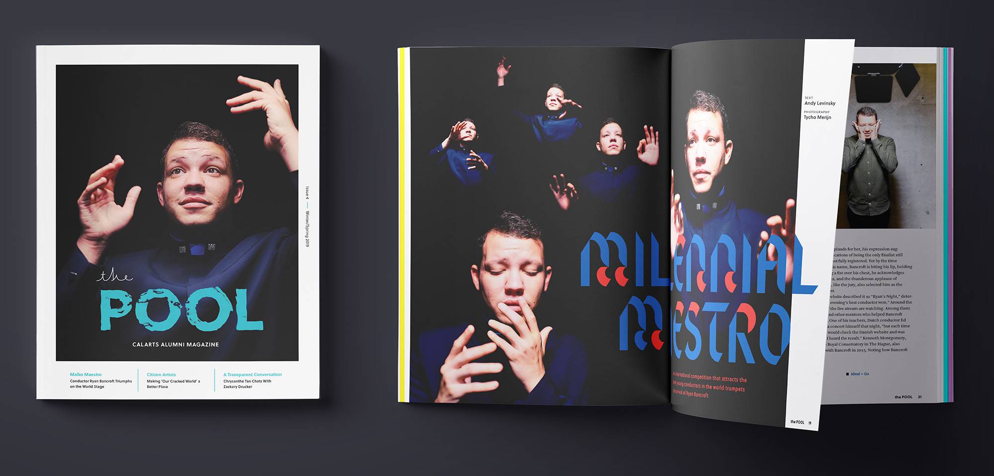 Cover and featured article spread of The Pool Magazine