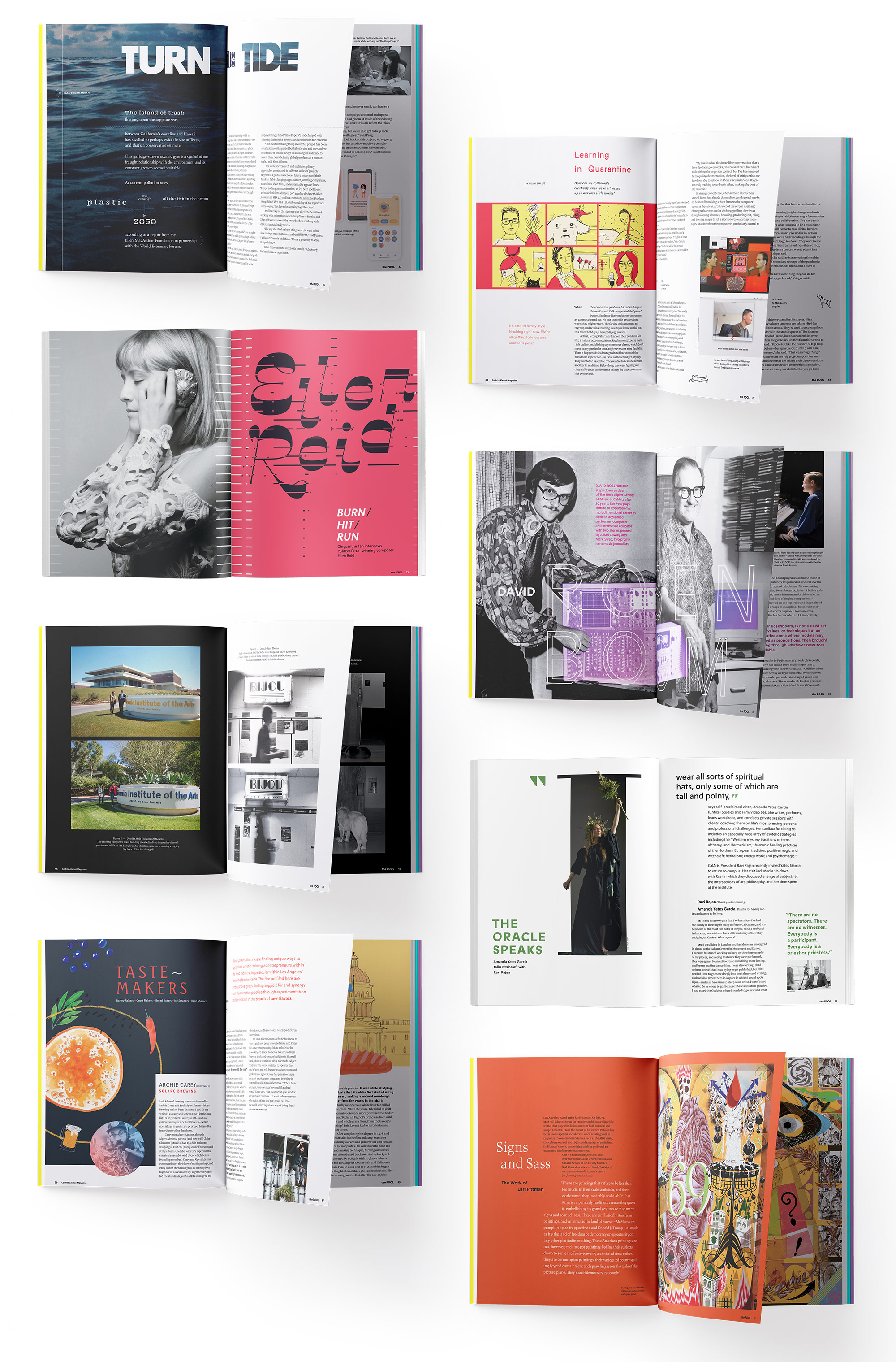 Cover and featured article spread of The Pool Magazines issues 5, 6, and 7